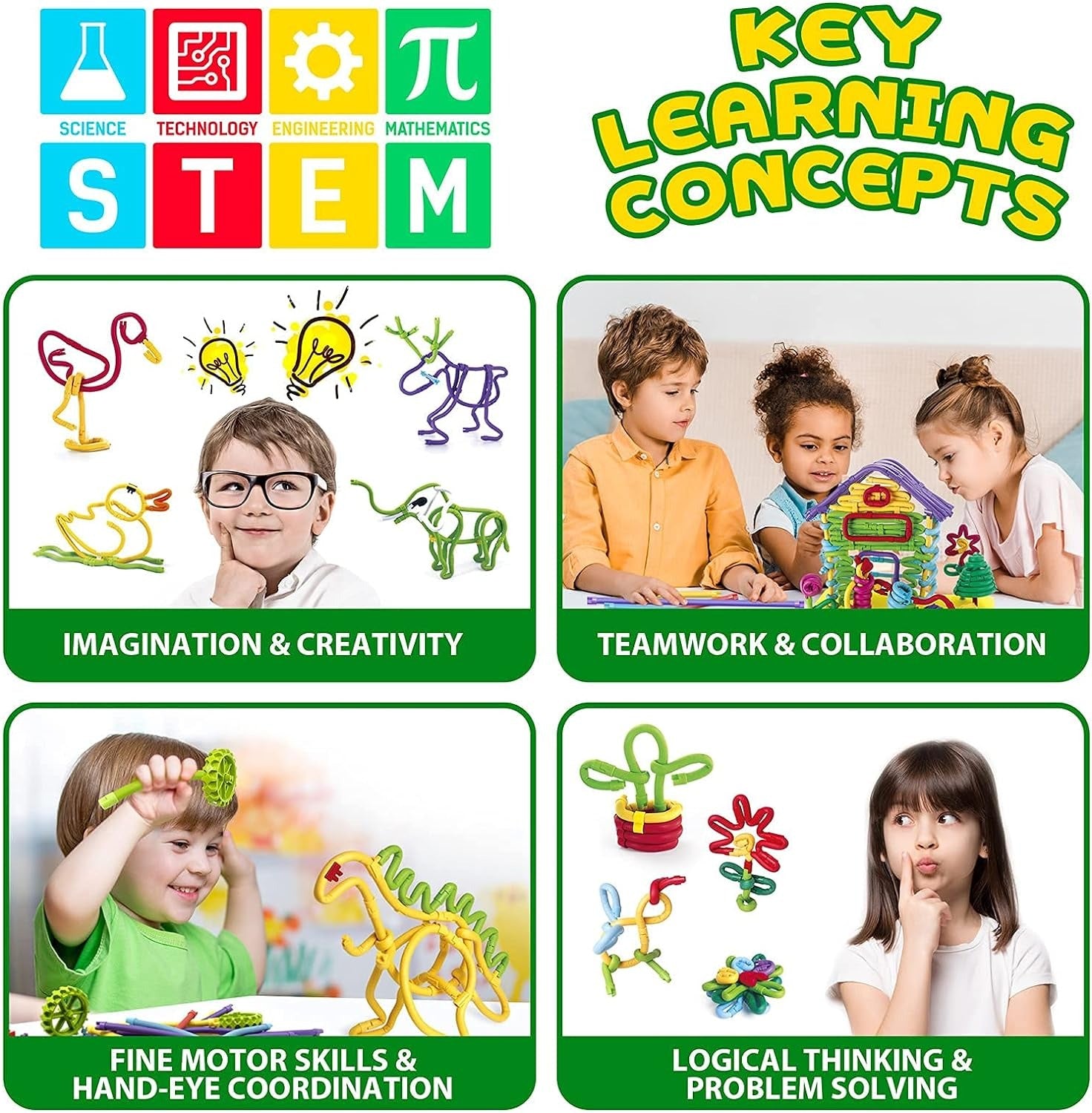 Fidtoy 3D art building stick toy for fine motor practice and imaginative construction