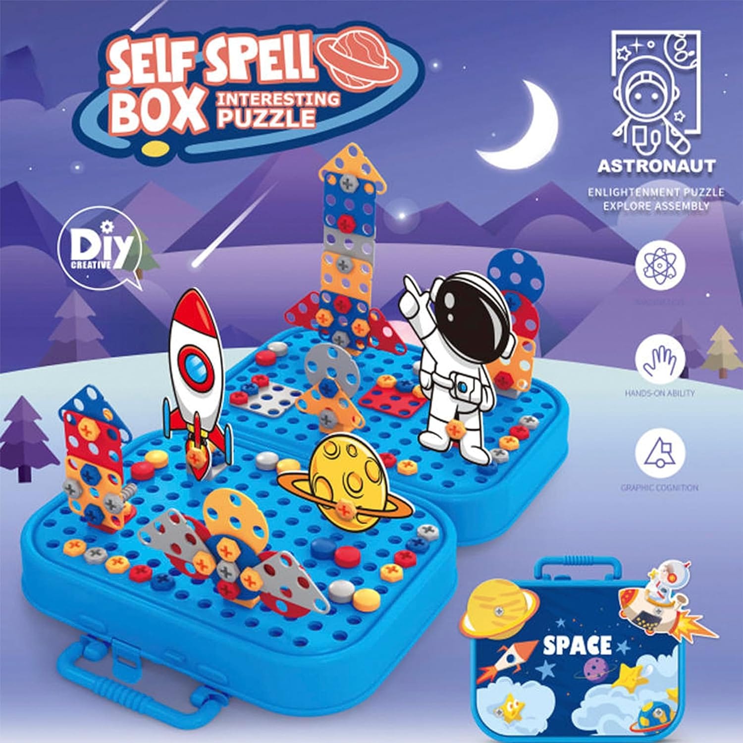 DIY Space 5in1 3D Electric Drill Screw Creative Kit - 59A - Default Title - Odeez | Educational Toys Pakistan 