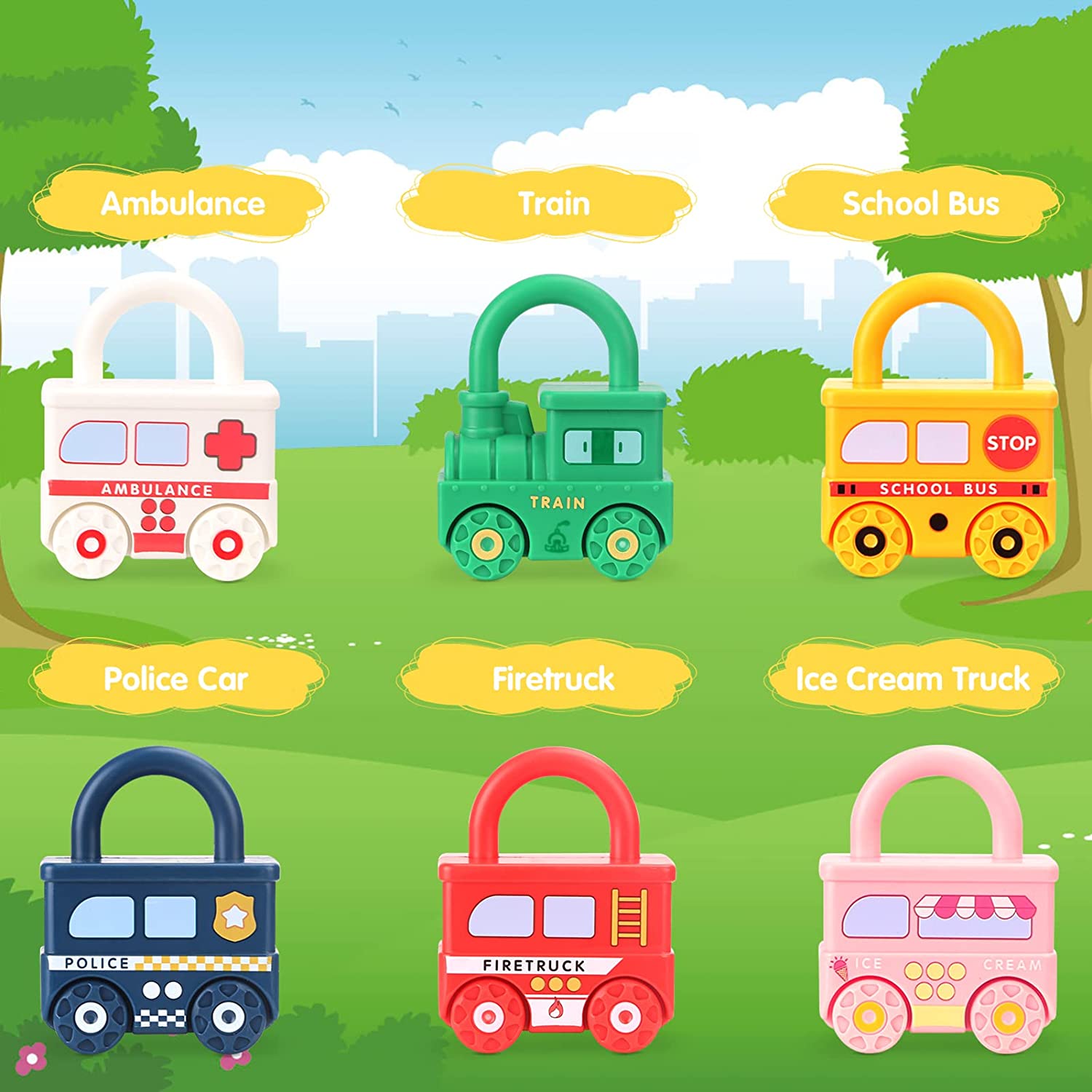 Number Recognition Matching Lock and Key Train Set - 6 pieces - Default Title - Odeez | Educational Toys Pakistan 