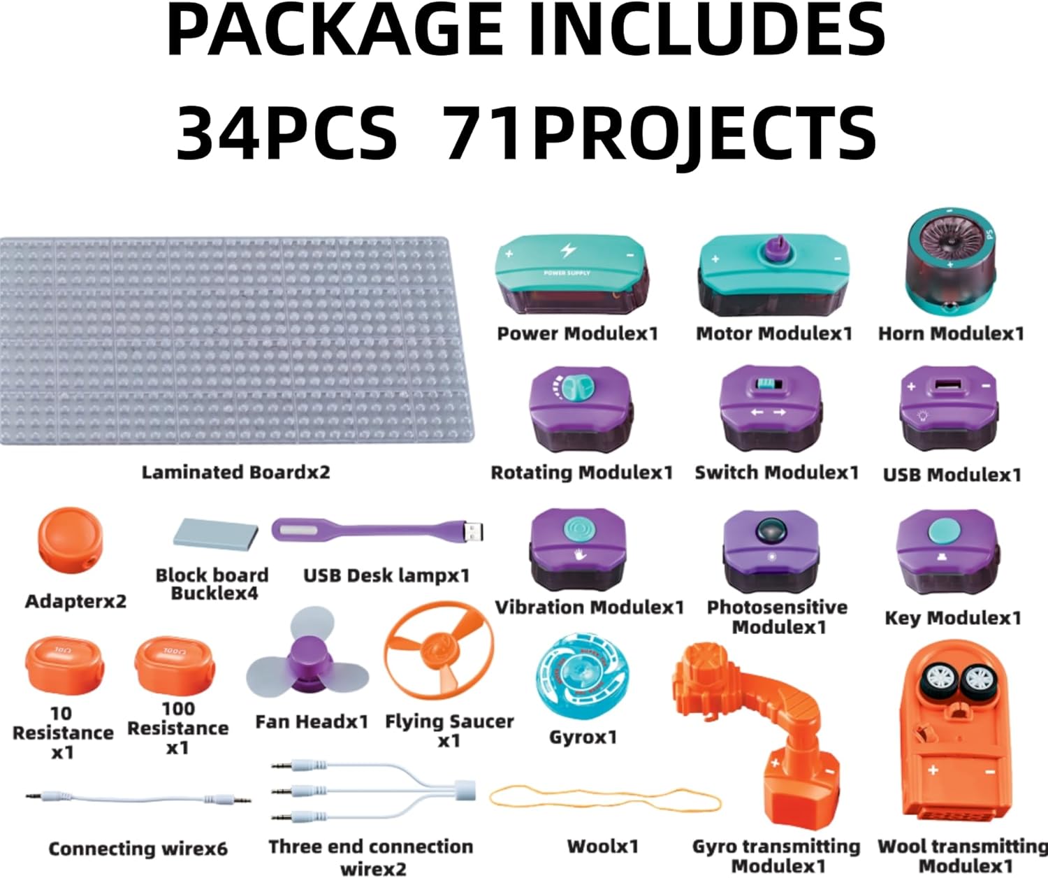 Science Education Electronic Circuit Blocks - 34 pieces
