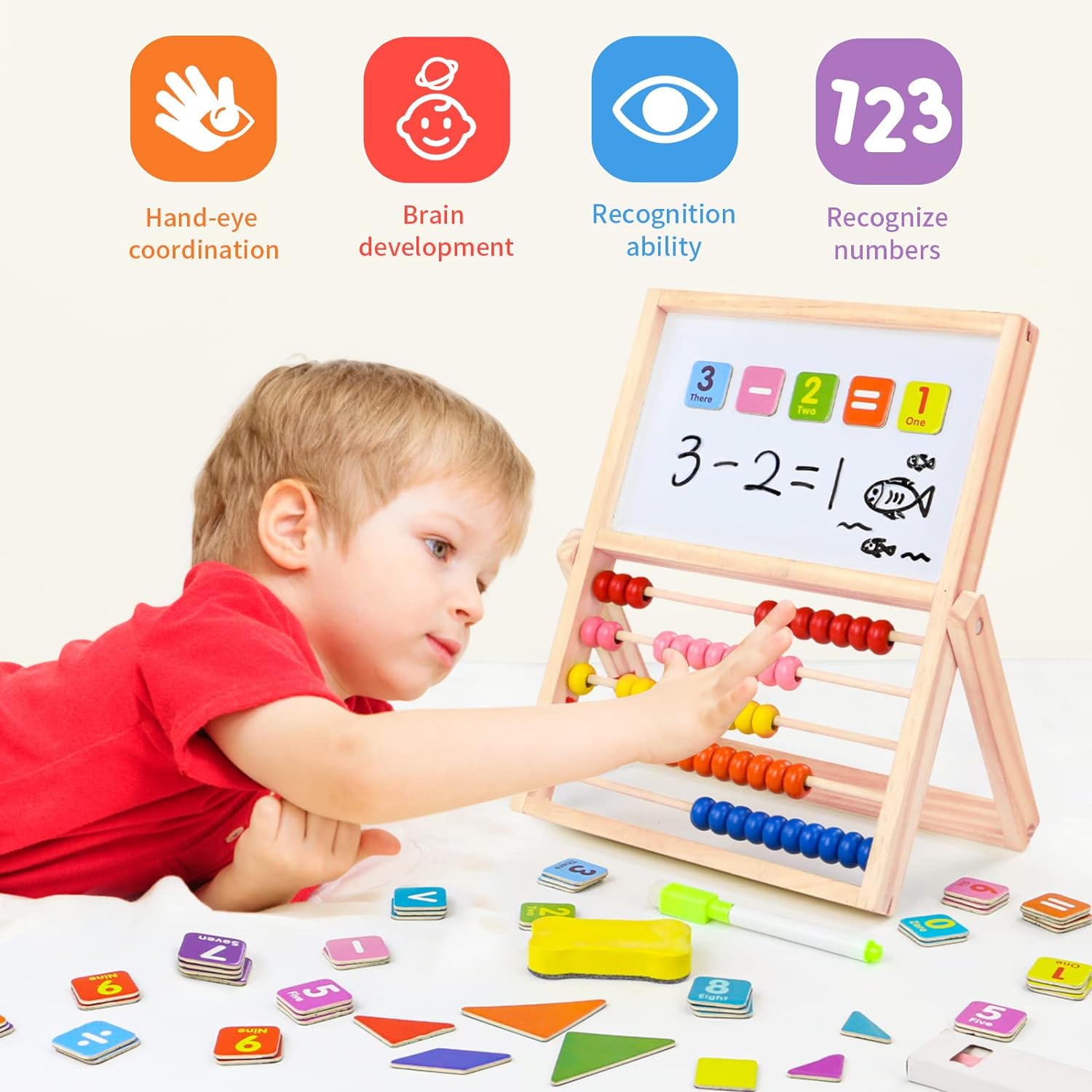 3in1 Montessori Numeric Abacus Learning Board with Marker - Default Title - Odeez | Educational Toys Pakistan 