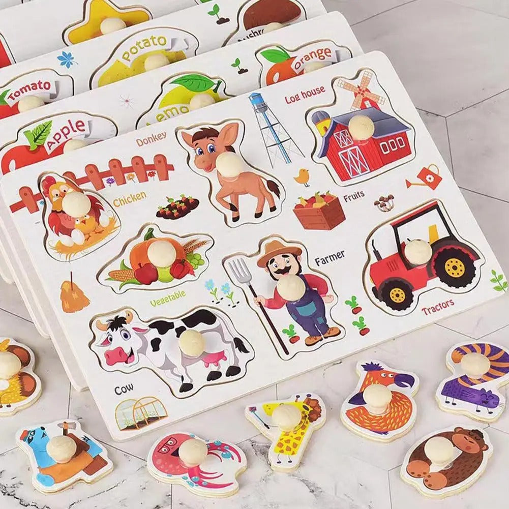 Wooden Small Farm Knob Board - 844 - Default Title - Odeez | Educational Toys Pakistan 