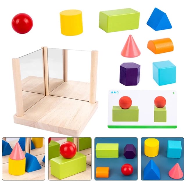 Mirror Wooden 3D Shape Pattern Blocks - 893 - Default Title - Odeez | Educational Toys Pakistan 