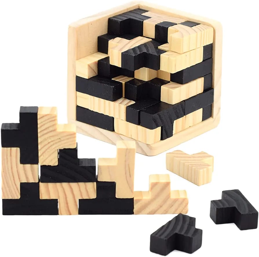 Wooden IQ Brain Teaser Puzzle Cube - 689 - Default Title - Odeez | Educational Toys Pakistan 