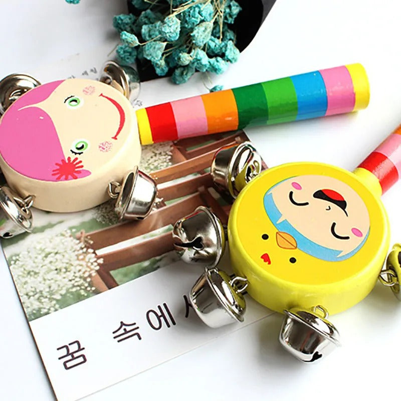 Hand Bell Stick Wooden Baby Rattle - 334 - Default Title - Odeez | Educational Toys Pakistan 
