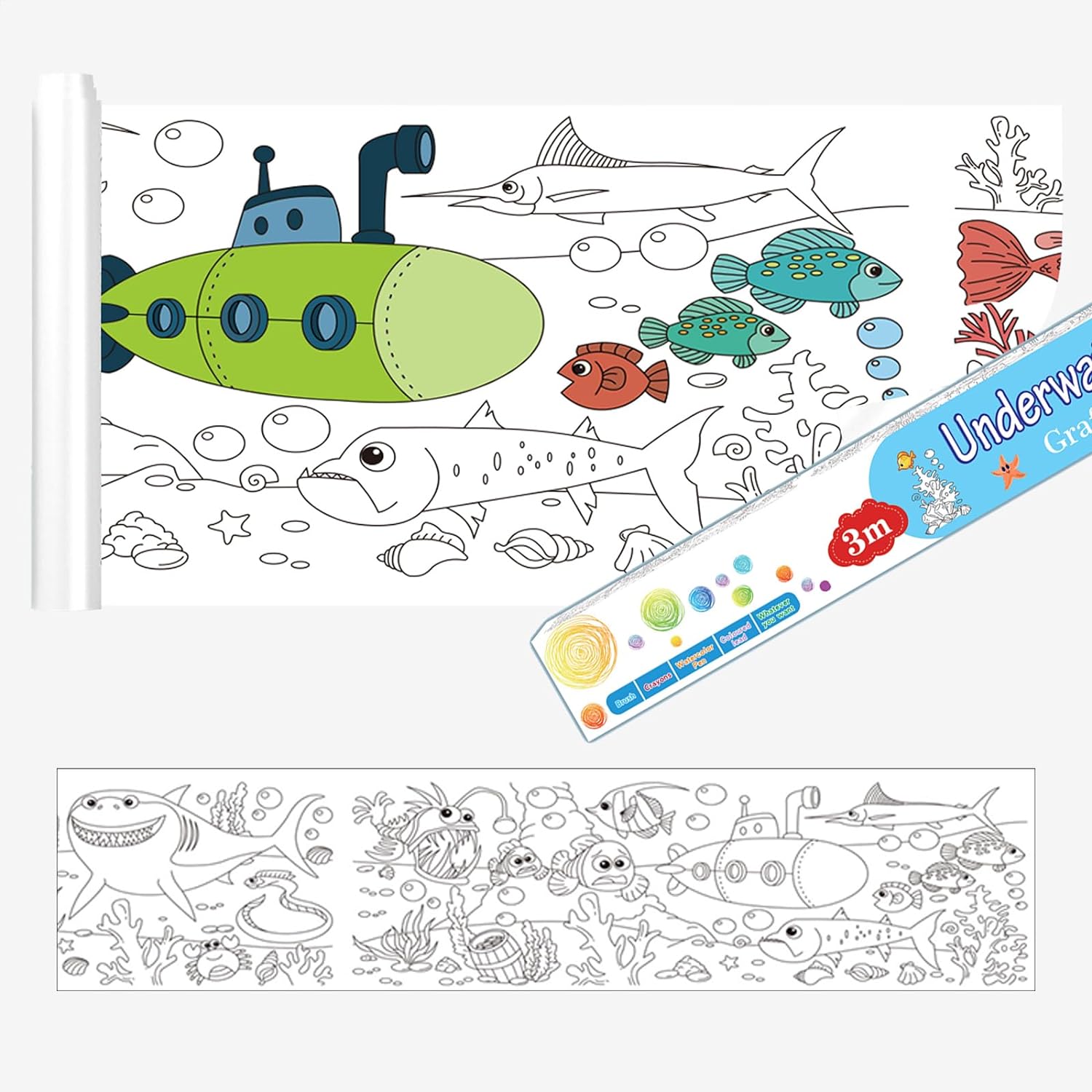 Sticky Children's Drawing Roll Coloring Paper Random Design - 3M - Default Title - Odeez | Educational Toys Pakistan 