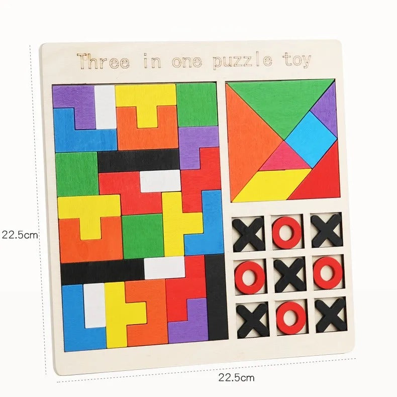 Wooden Brainteasers Tangram and Tic Tac Toe Puzzle Board - 287 - Default Title - Odeez | Educational Toys Pakistan 