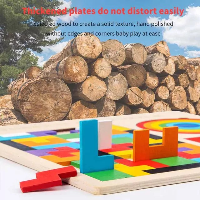 3 in 1 Tetiris, Tangram & Rainbow Pattern Board - Default Title - Odeez | Educational Toys Pakistan 
