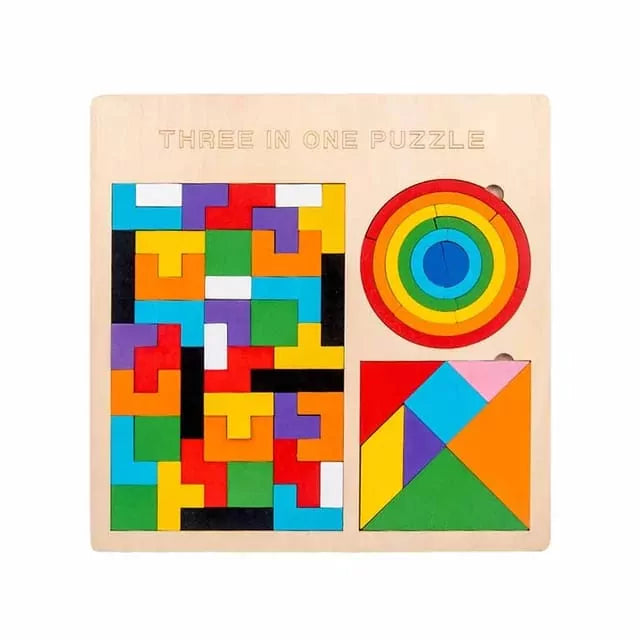 3 in 1 Tetiris, Tangram & Rainbow Pattern Board - Default Title - Odeez | Educational Toys Pakistan 