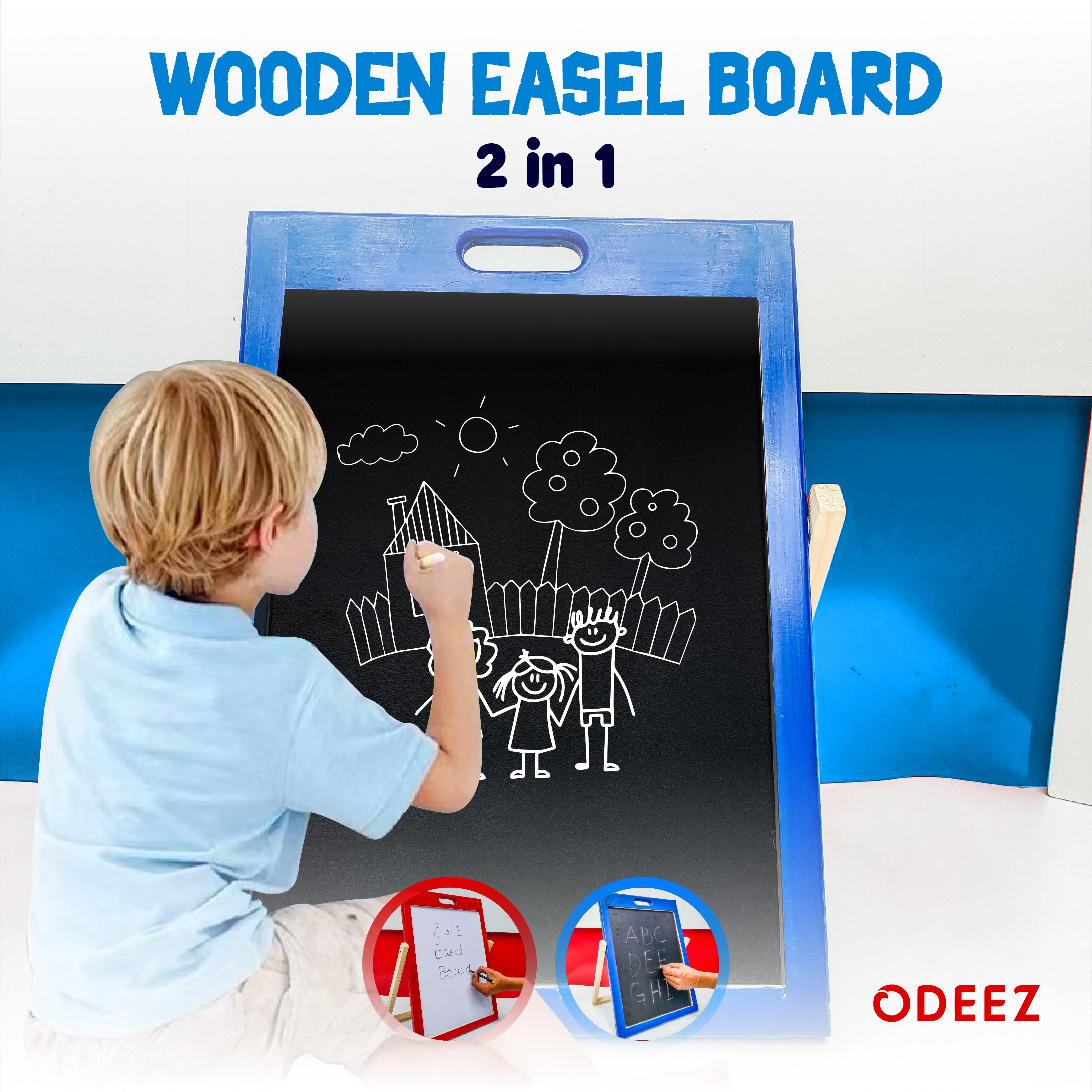 2 in 1 Small Wooden Easel Board For Kids - 008