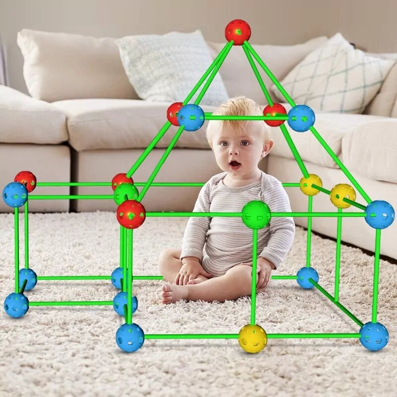 3D Tube House Building Blocks Play Set - 68 Pieces - Default Title - Odeez | Educational Toys Pakistan 