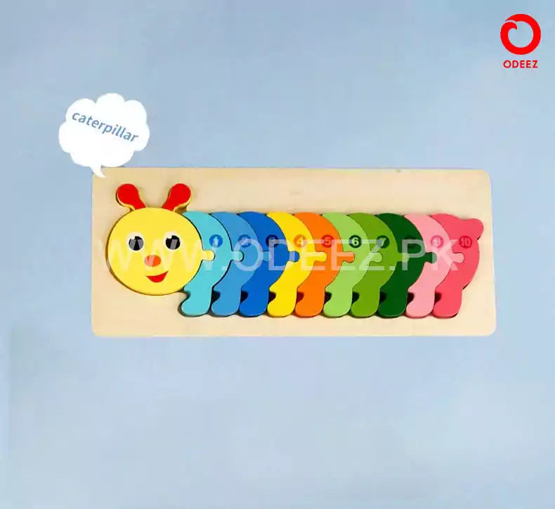 3D Wooden Animal Board - Caterpillar - Default Title - Odeez | Educational Toys Pakistan 