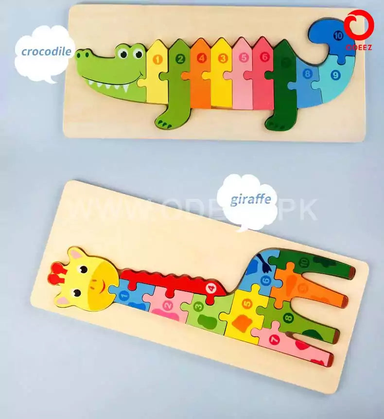 3D Wooden Animal Board - Crocodile - Default Title - Odeez | Educational Toys Pakistan 