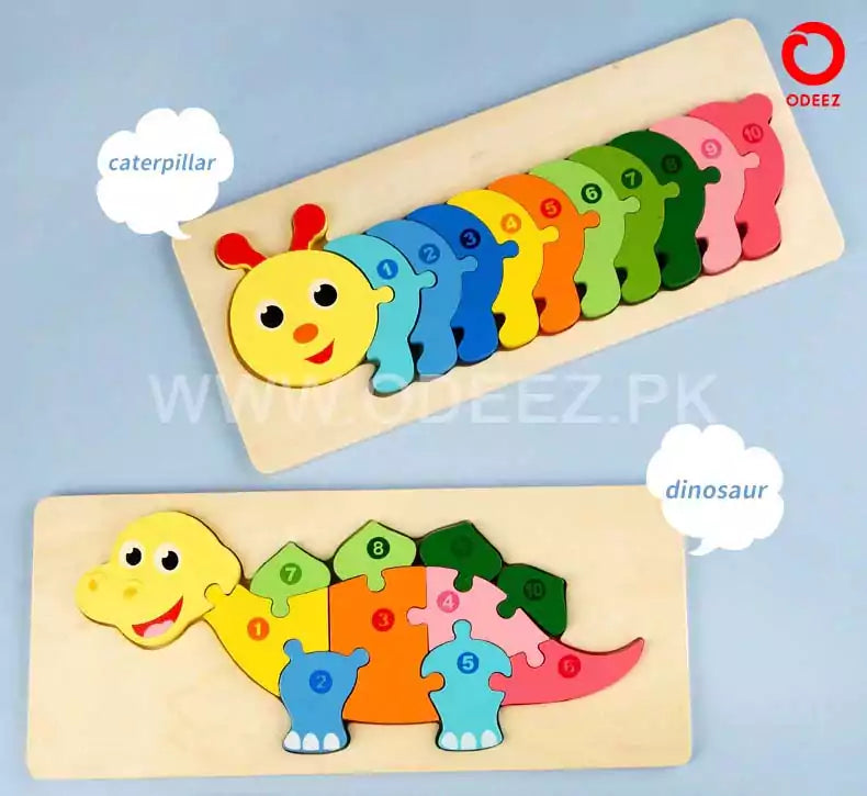 3D Wooden Animal Board - Dinosaur - Default Title - Odeez | Educational Toys Pakistan 