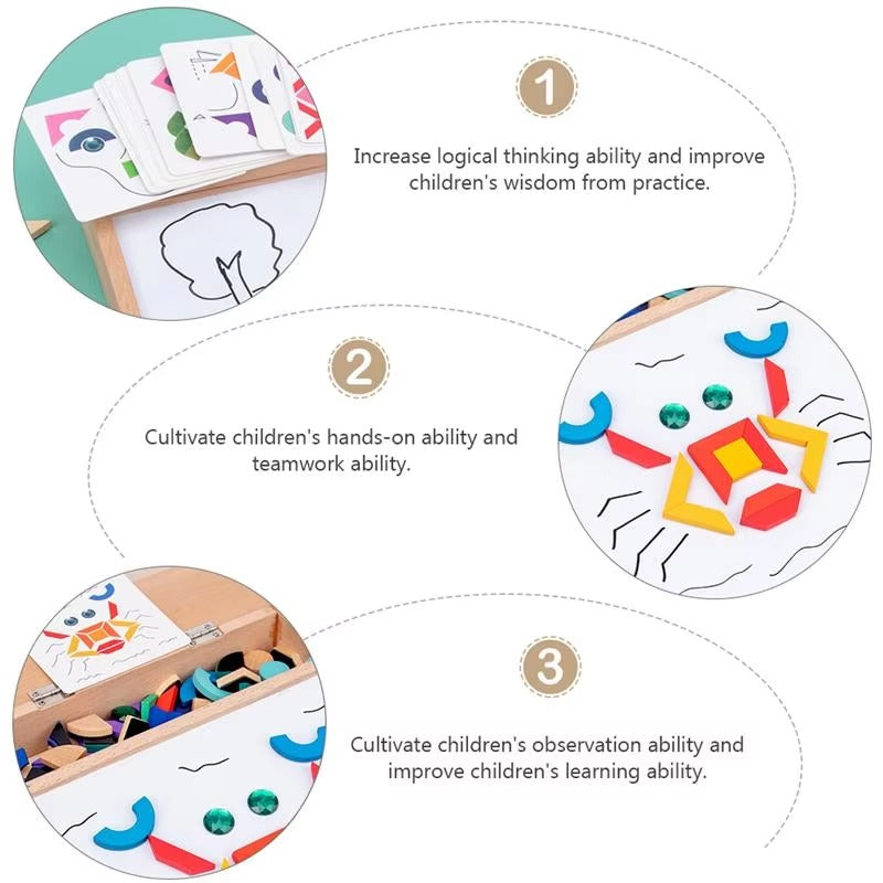 Multifunctional Wooden Magnetic Board Drawing Puzzle - 659 - Default Title - Odeez | Educational Toys Pakistan 