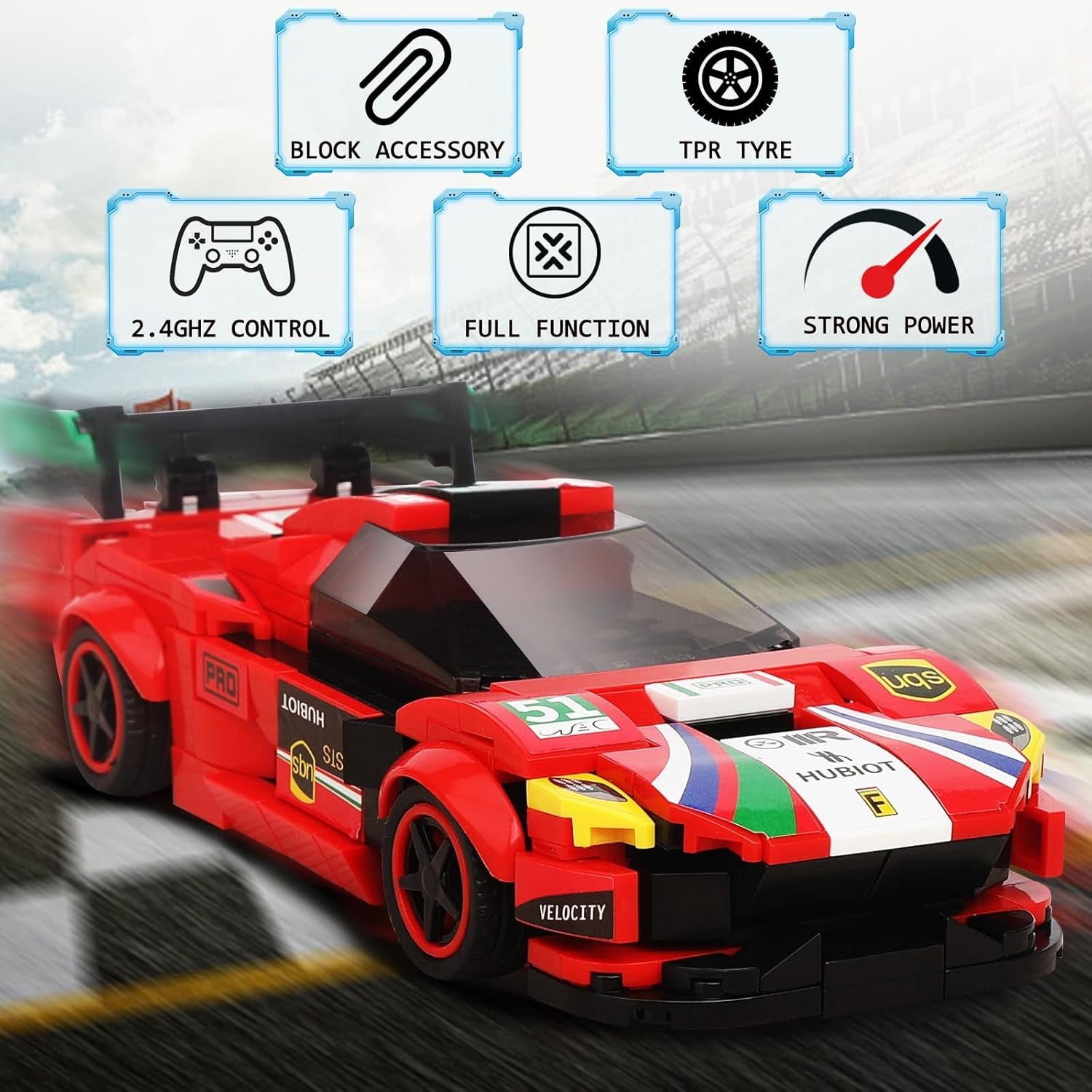 Red Racing Car RC Sports Building Blocks 279 pcs Set - 70051