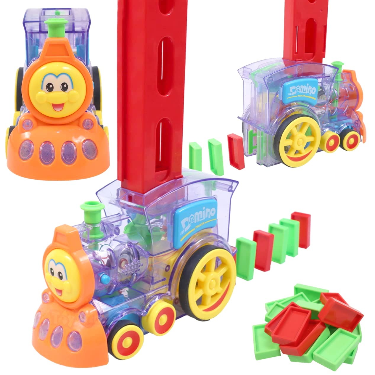 Electric Domino Automatic Train With Light and Sound - 60 pieces