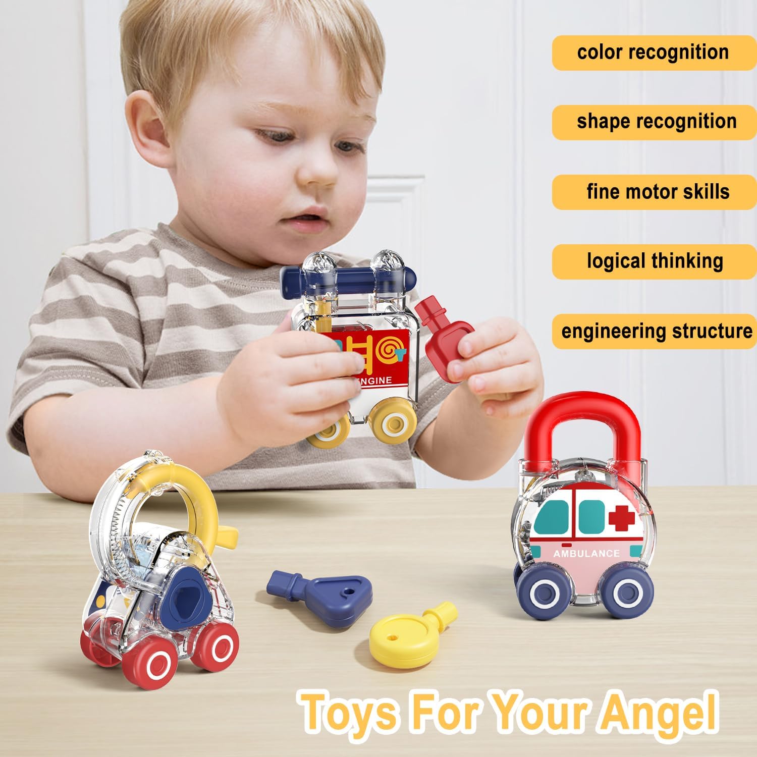 Transparent Transport and Shape Recognition Lock and Key 3 pieces - 03B - Default Title - Odeez | Educational Toys Pakistan 