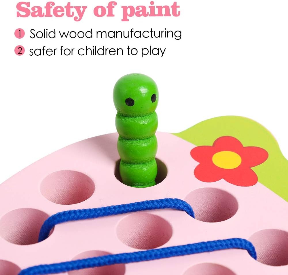 Wooden 3D Fruits Thread Lacing Kit - Strawberry - Default Title - Odeez | Educational Toys Pakistan 