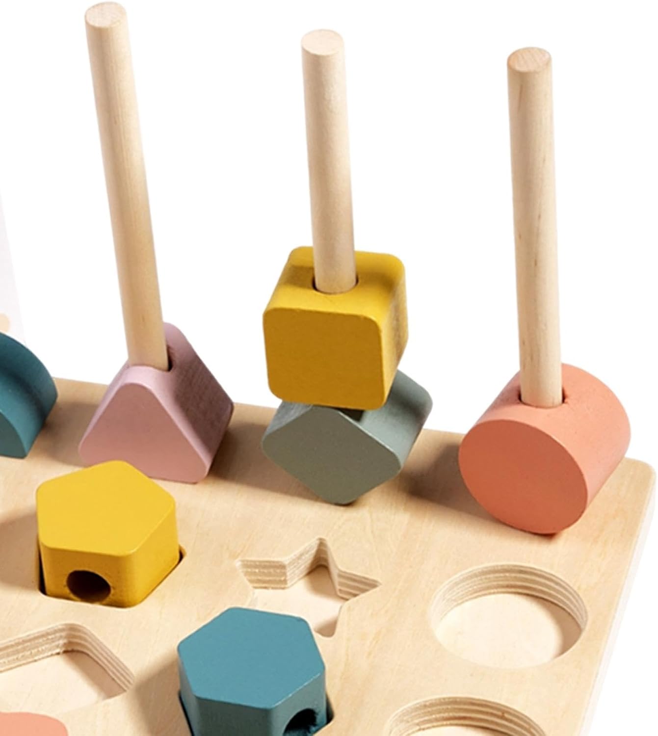 Wooden Montessori Shapes Stacking Sequence with Lacing - 194 - Default Title - Odeez | Educational Toys Pakistan 