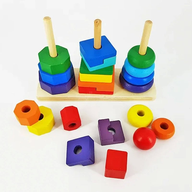 Wooden Three Shape Column of Rainbow Tower - 411