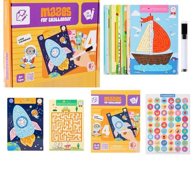 Reusable Maze Challenges with Stickers 25 Cards - 646 - Default Title - Odeez | Educational Toys Pakistan 