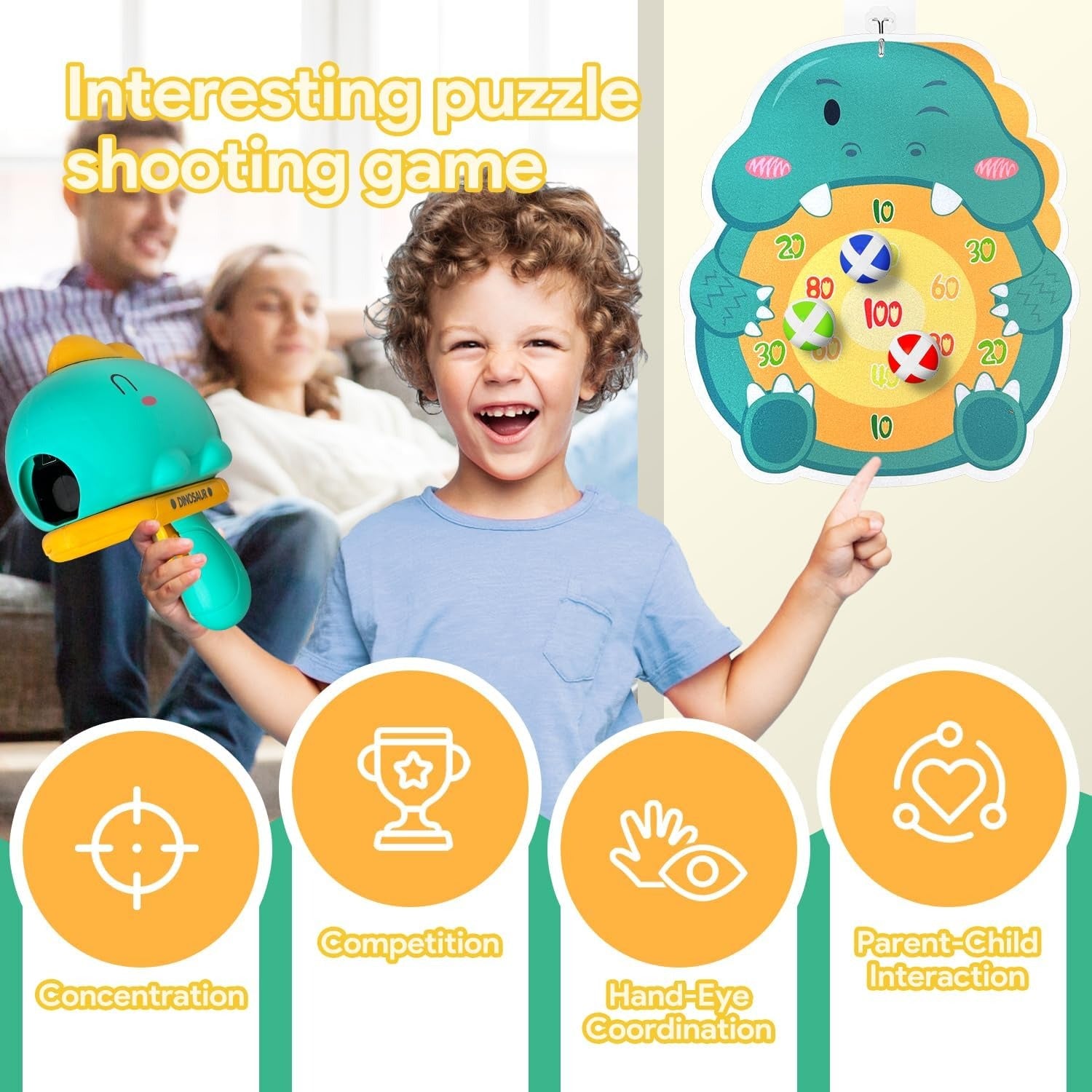 Dinosaur Sticky Ball Dart Board Target Shooting Game - 681 - Default Title - Odeez | Educational Toys Pakistan 