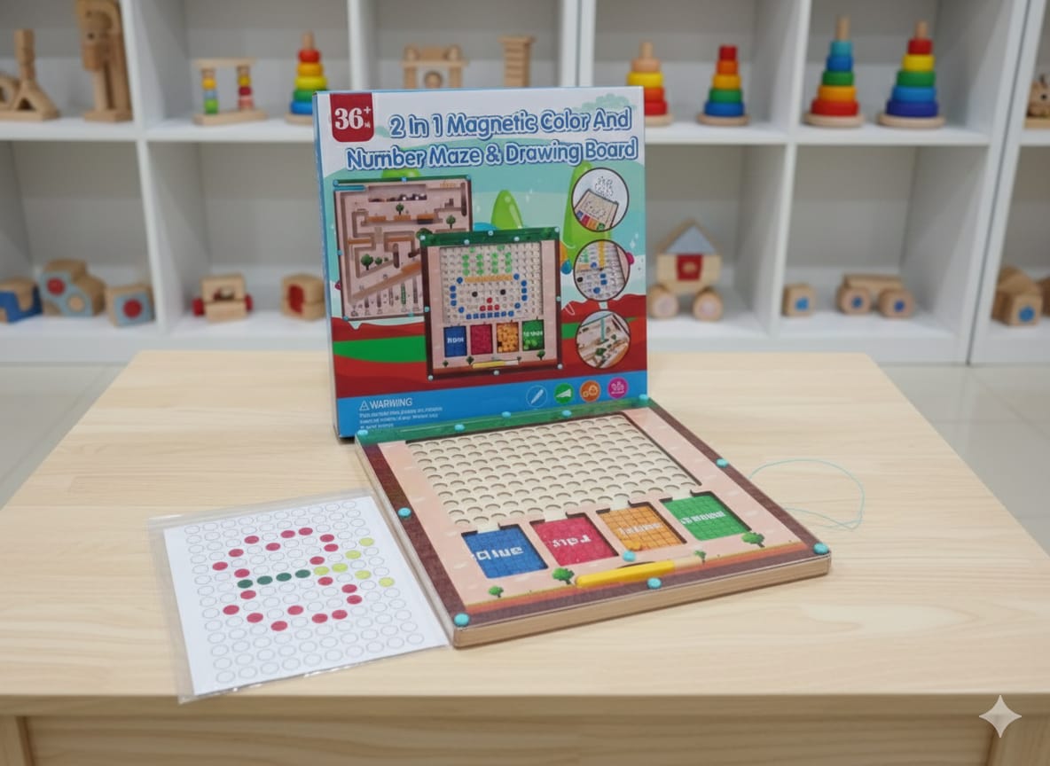 Wooden 2in1 Magnetic Color and Number Maze Board - 812