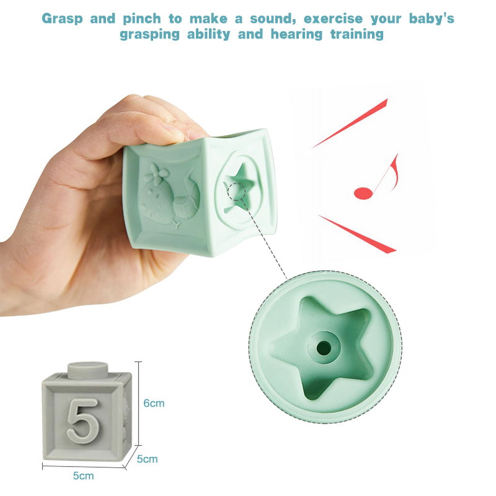 Baby Soft Gum Building Blocks 6 pieces - 080 - Default Title - Odeez | Educational Toys Pakistan 