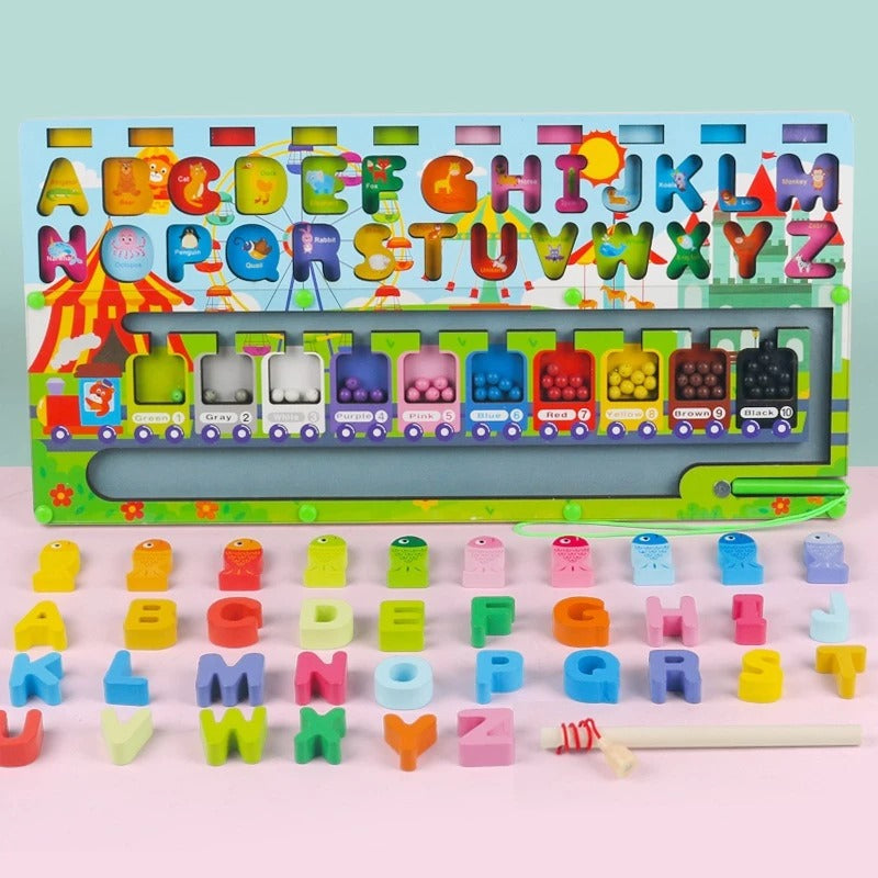 Wooden Multifunctional Alphabet logarithm Maze  Board - A20