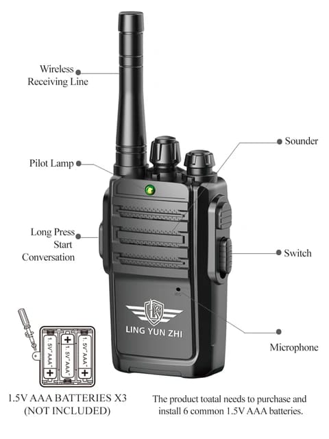 Black Walkie Talkie Two Pieces 100M Range - 031 - Default Title - Odeez | Educational Toys Pakistan 