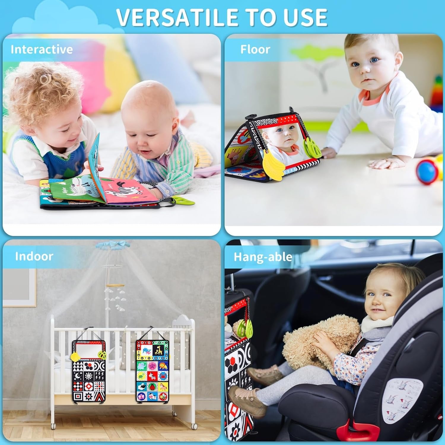 Tummy Time Floor Baby Sensory Activity Mirror - 58B - Default Title - Odeez | Educational Toys Pakistan 