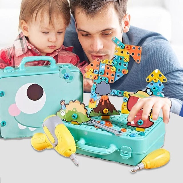DIY Dinosaur STEM Creative Drill Tool Box Puzzle Set 163 pieces - 71A