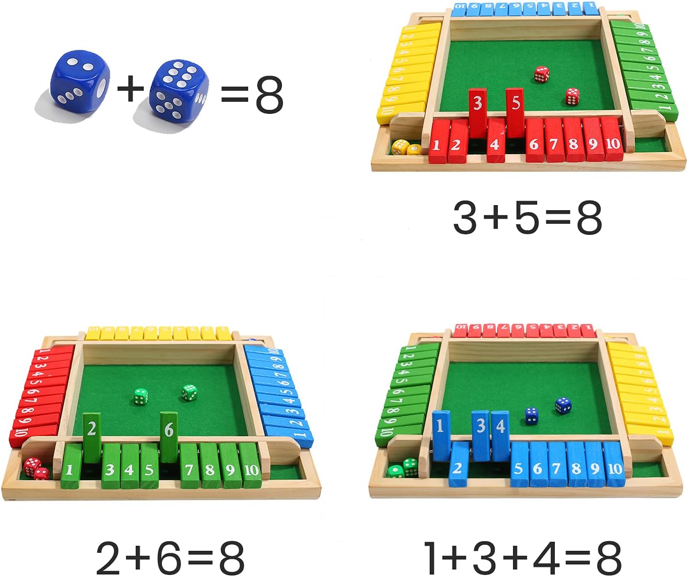 Colorful Wooden Dice Number Game for Family - 748