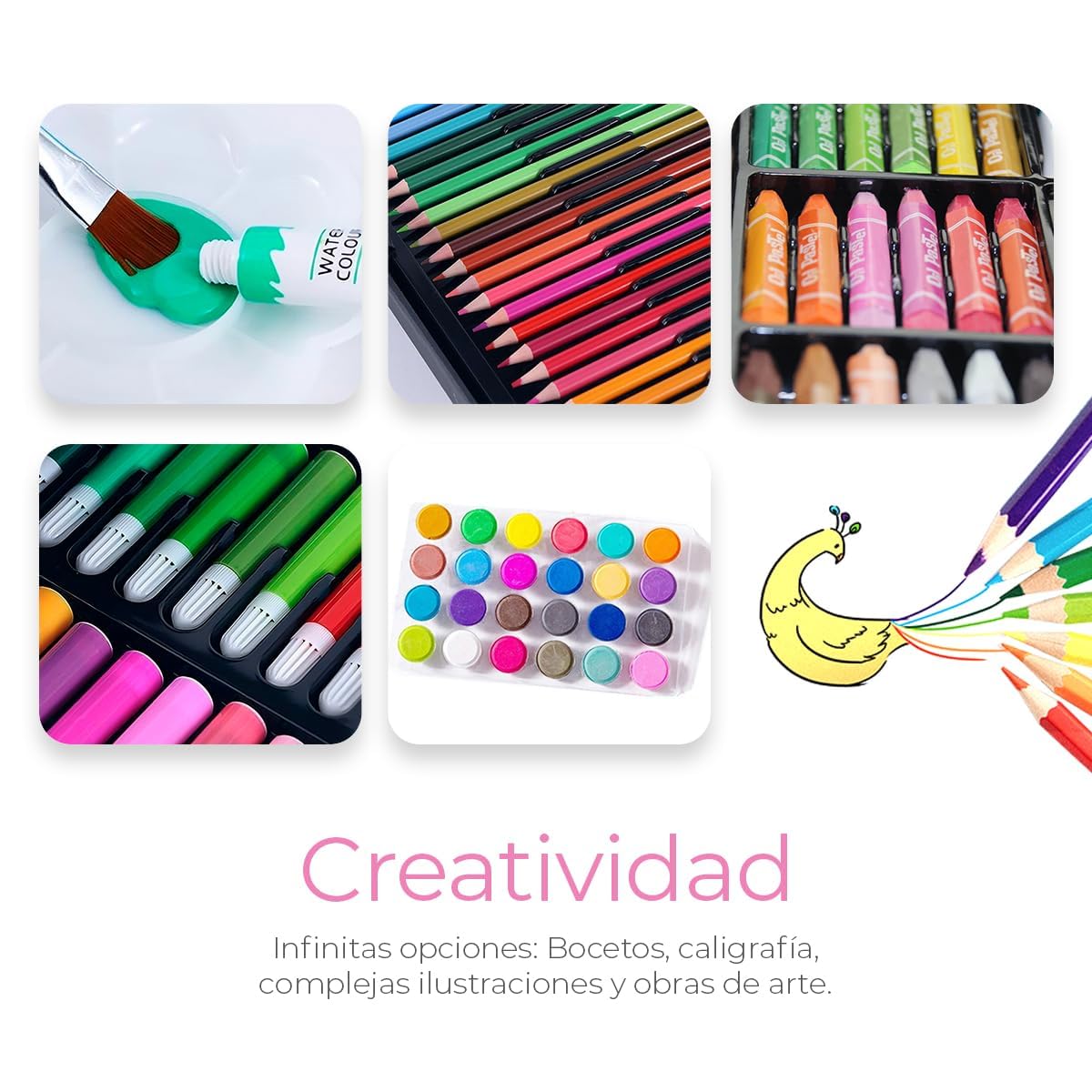 Random Theme Coloring and Drawing Art Set Folding Suitcase 145 pieces - 145