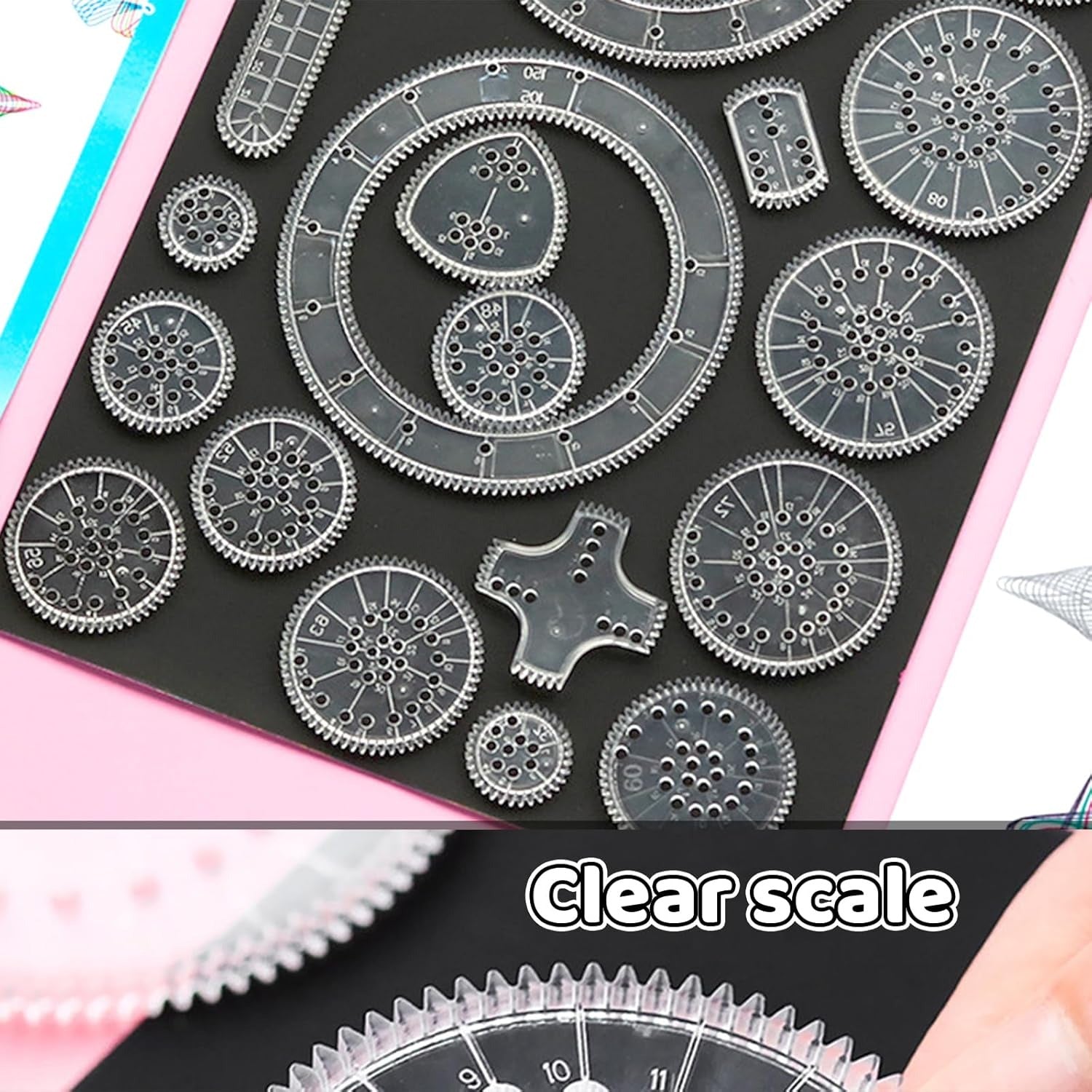 Spiral Art Gear Geometric Drawing Pattern Set - 938