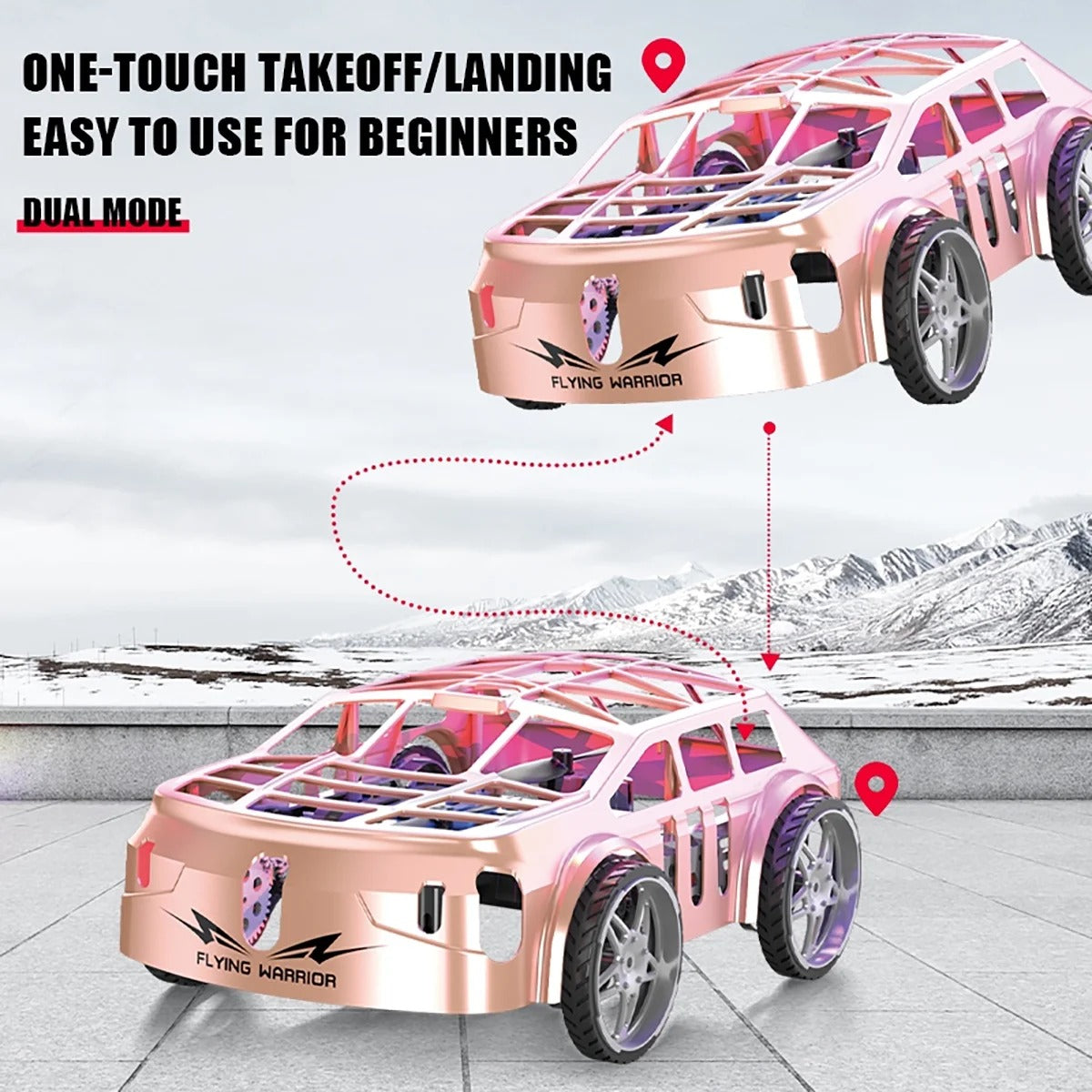 RC Drone Air Racer Flying Car One Click Take Off/Landing with LED Lights - 828