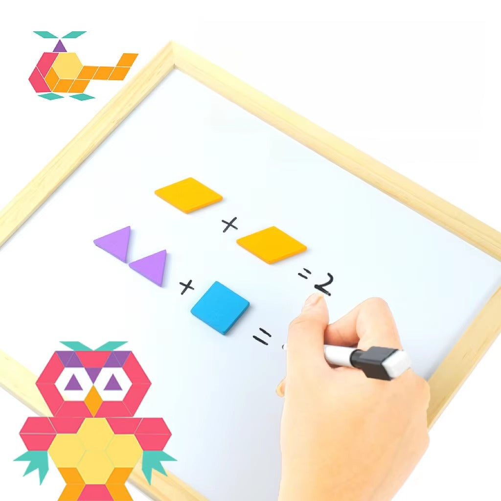 Magnetic Geometry Wooden Puzzle Drawing Board  248 pieces