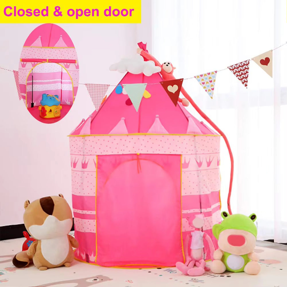 Kids Folding Castle Play Tent House for Indoor and Outdoor Play - Blue-Pink - Odeez | Educational Toys Pakistan 
