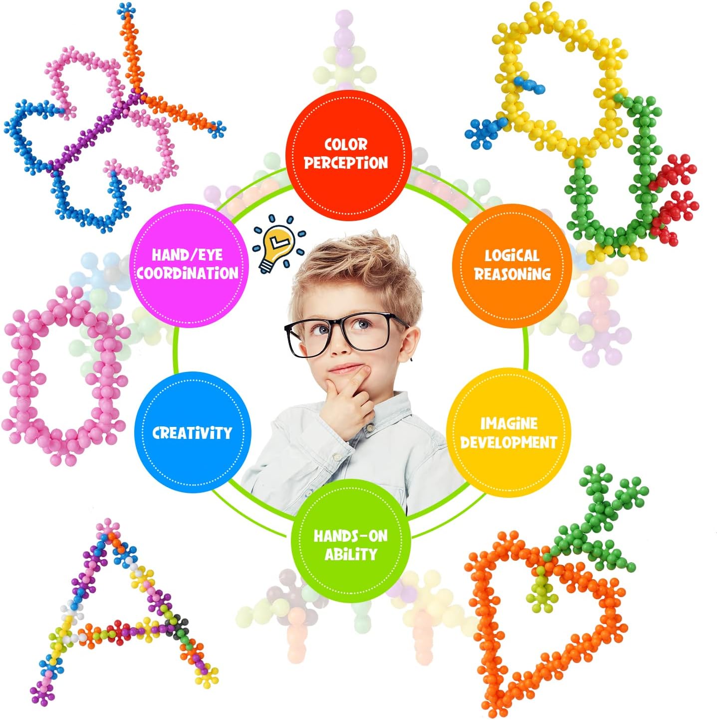 Snowflake Interlocking Building Blocks 400 pieces Container - 689 - Default Title - Odeez | Educational Toys Pakistan 