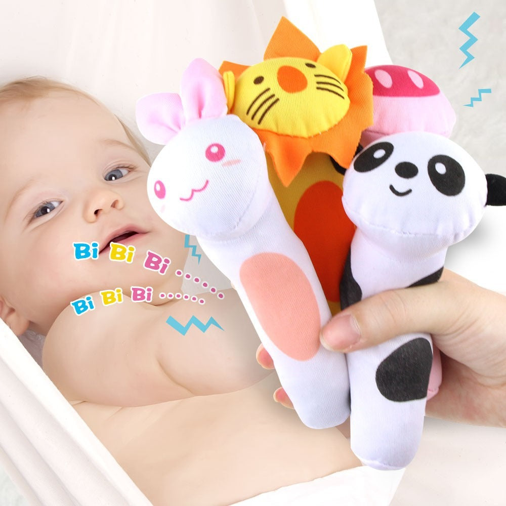 Soft Sound Animal Hand bells Plush Squeeze Rattle - 669 - Default Title - Odeez | Educational Toys Pakistan 