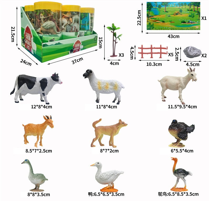 Mini Figure Wildlife Farm Animals Playset with Tree - 388