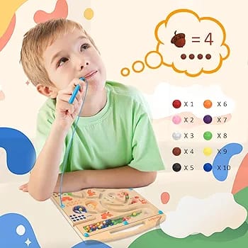 Wooden Magnetic Color and Number Maze Board - 018 - Default Title - Odeez | Educational Toys Pakistan 