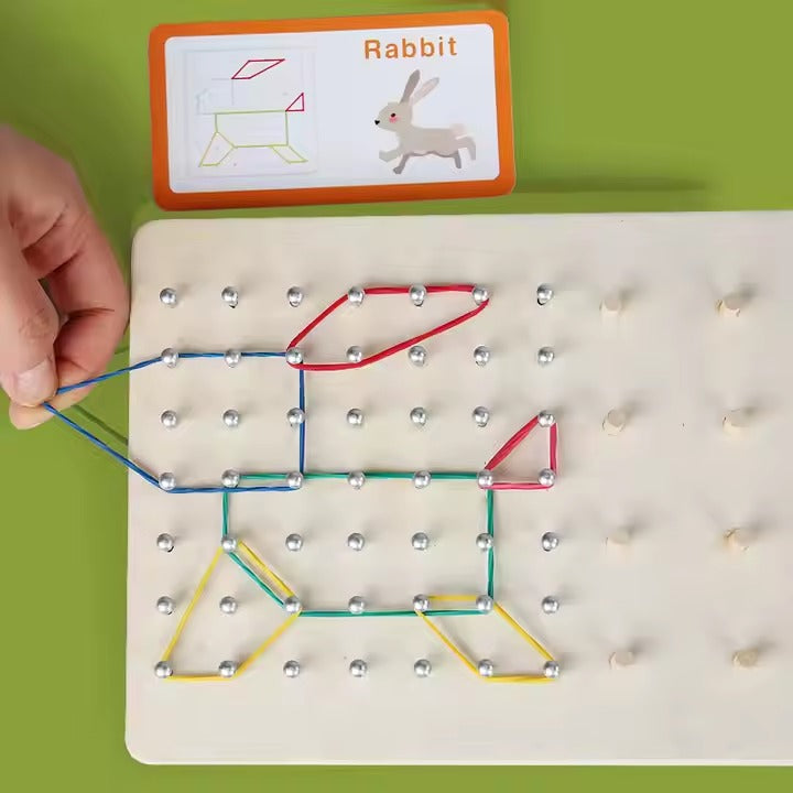 Wooden Geo Montessori Bands and Pattern Cards with Drawing Card - 564 - Default Title - Odeez | Educational Toys Pakistan 