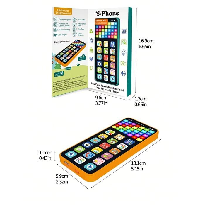 Rechargeable Baby Y-Phone with LED Lights - 03D - Default Title - Odeez | Educational Toys Pakistan 
