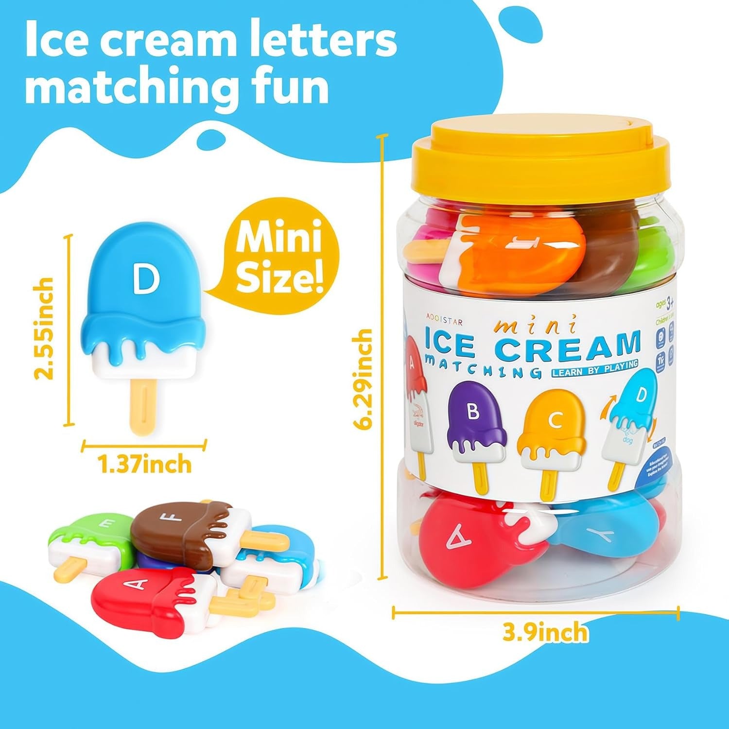 Ice Cream Letter Matching and Color Sorting for Toddler 26 pieces - 856