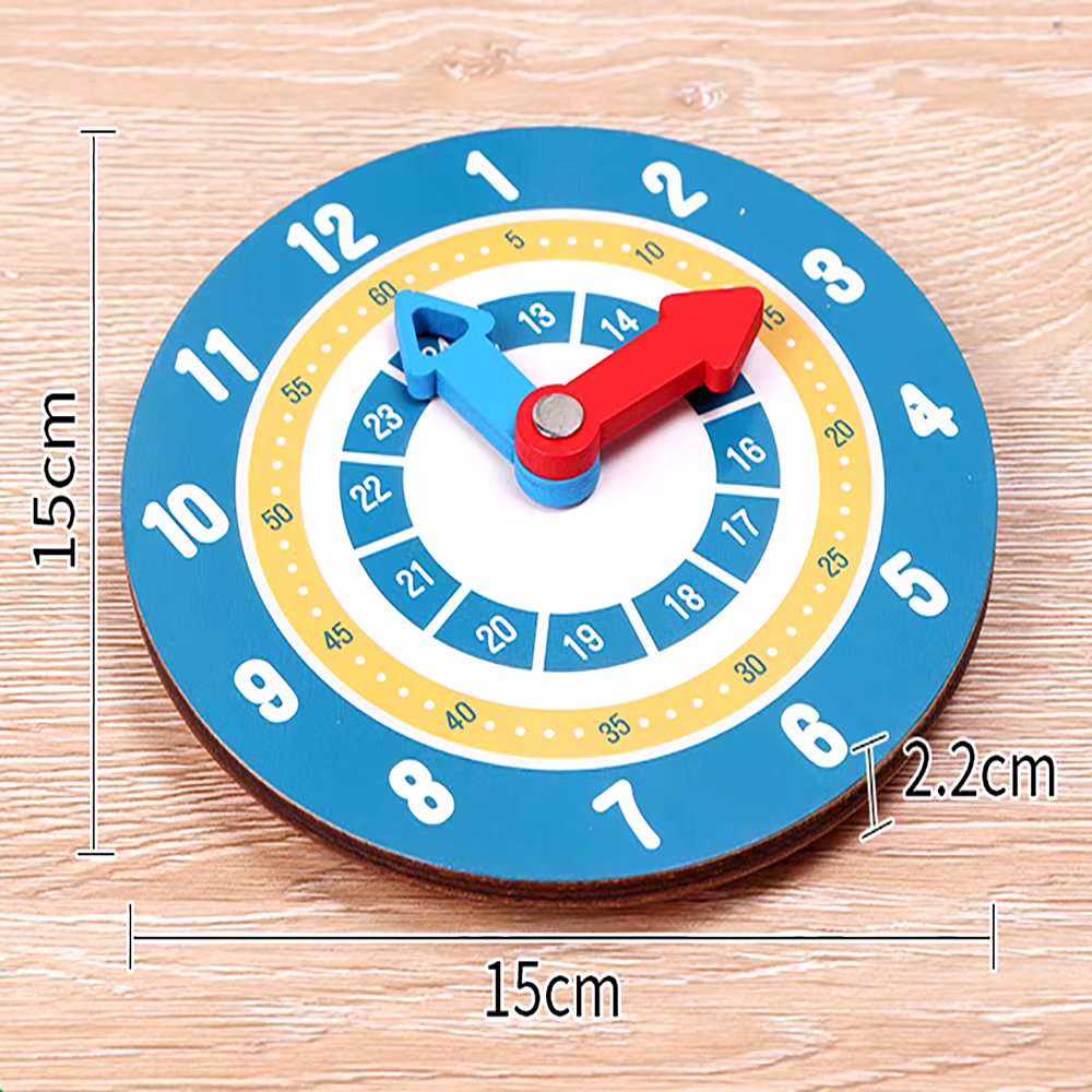 Wooden Montessori Double Sided Time Learning Math Clock - 014 - Default Title - Odeez | Educational Toys Pakistan 