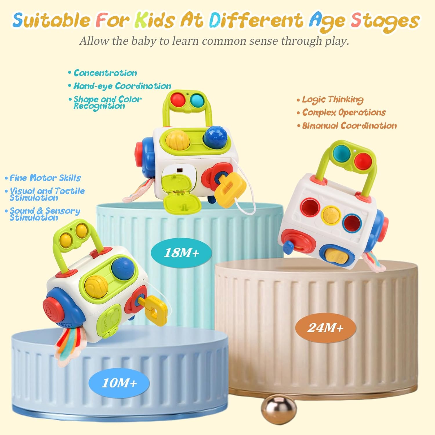 Montessori Sensory Busy Learning Cube - 19A - Default Title - Odeez | Educational Toys Pakistan 