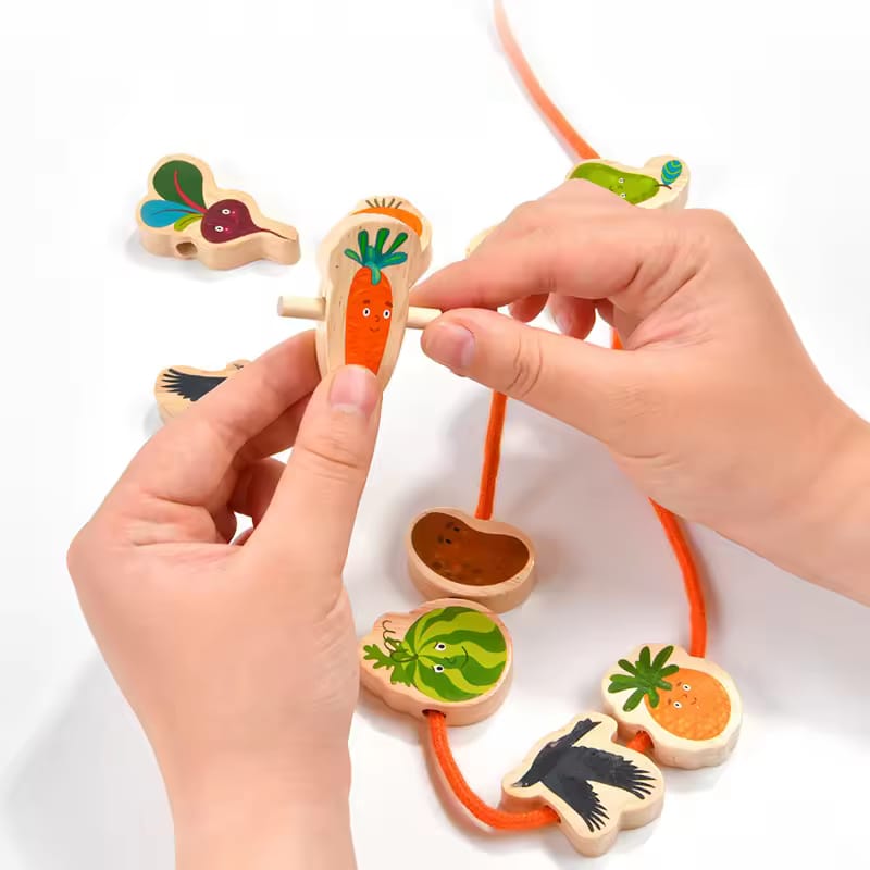 Wooden Farm Scarecrow Block Threading Balance Game - 974