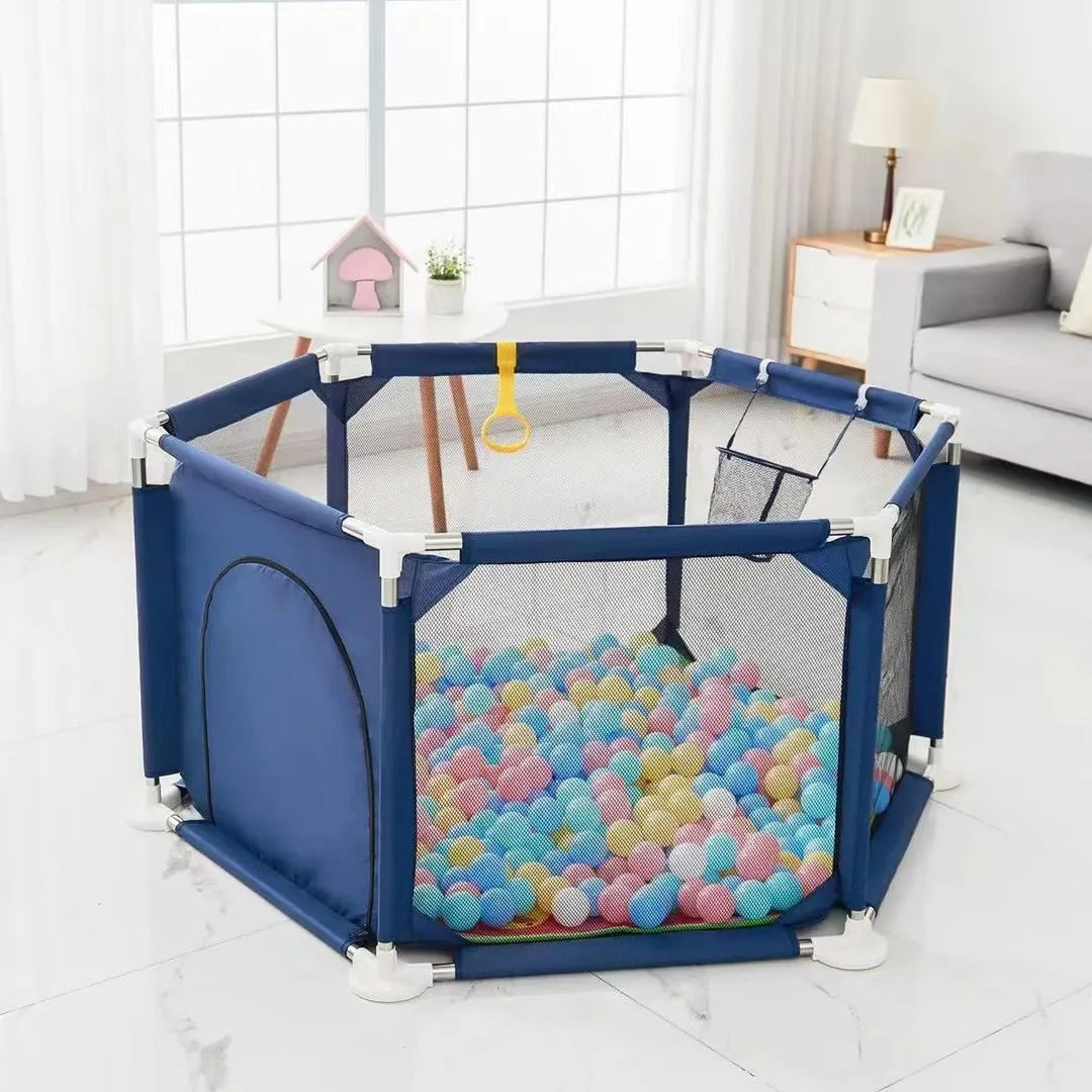 Hexagon Safety Playpen Basketball Arena for Kids - Gray-Blue-Red-Navy-Pink - Odeez | Educational Toys Pakistan 